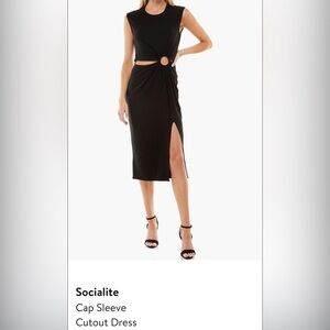 Socialite Cap Sleeve Cutout Midi Dress